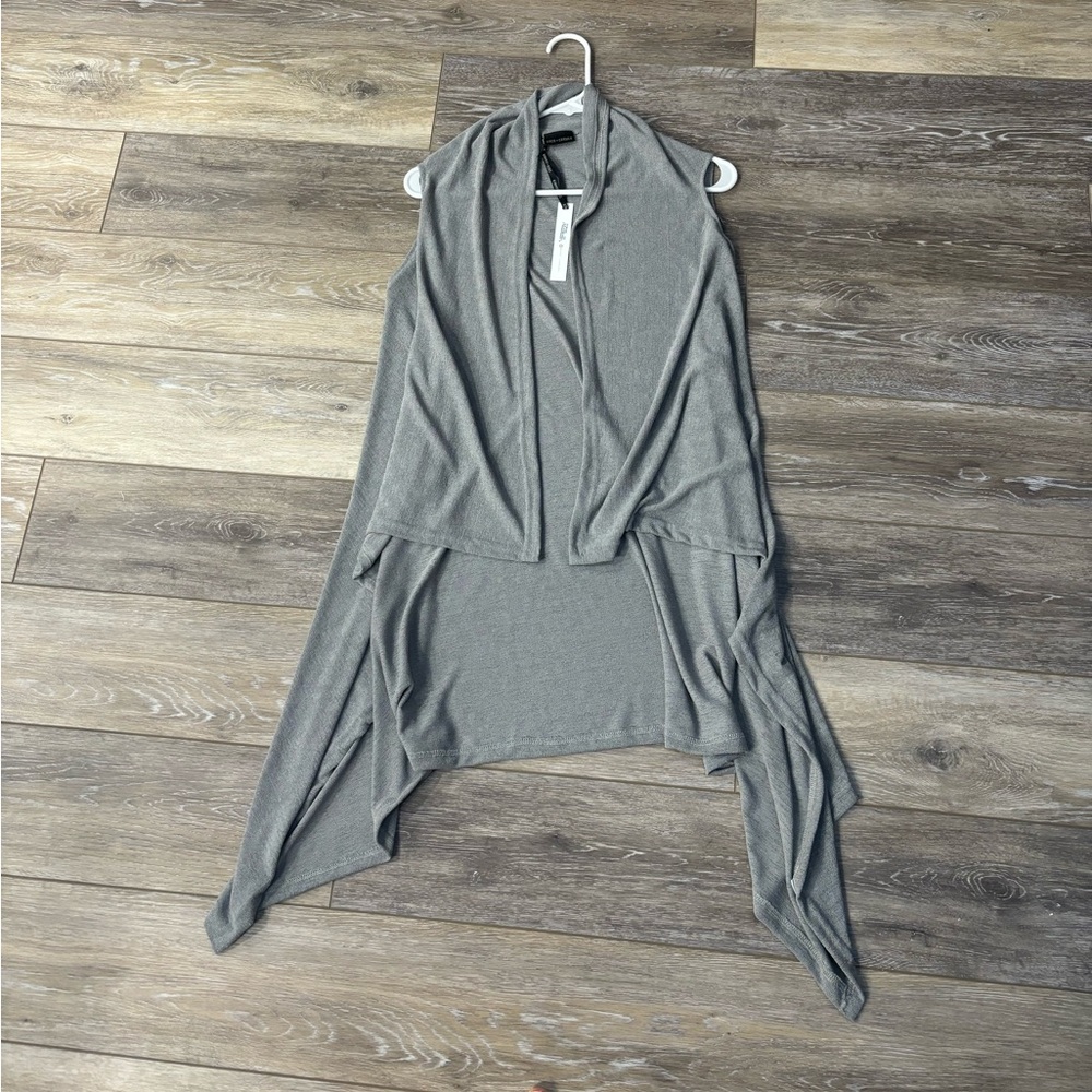 NWT Coco+Carmen Duster Cardigan OS Light Gray Sleeveless Open Jacket Vest Boho